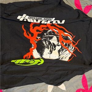 Graphic Black T-Shirt with Red and Green Accents